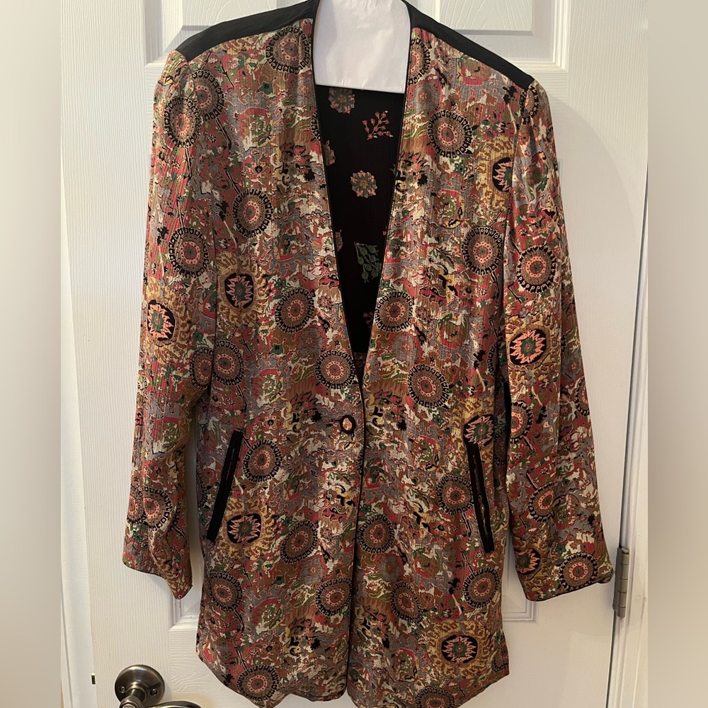 Lovely Vintage Multi-Patterned Oversized Duster Jacket by Platinum, Size P.